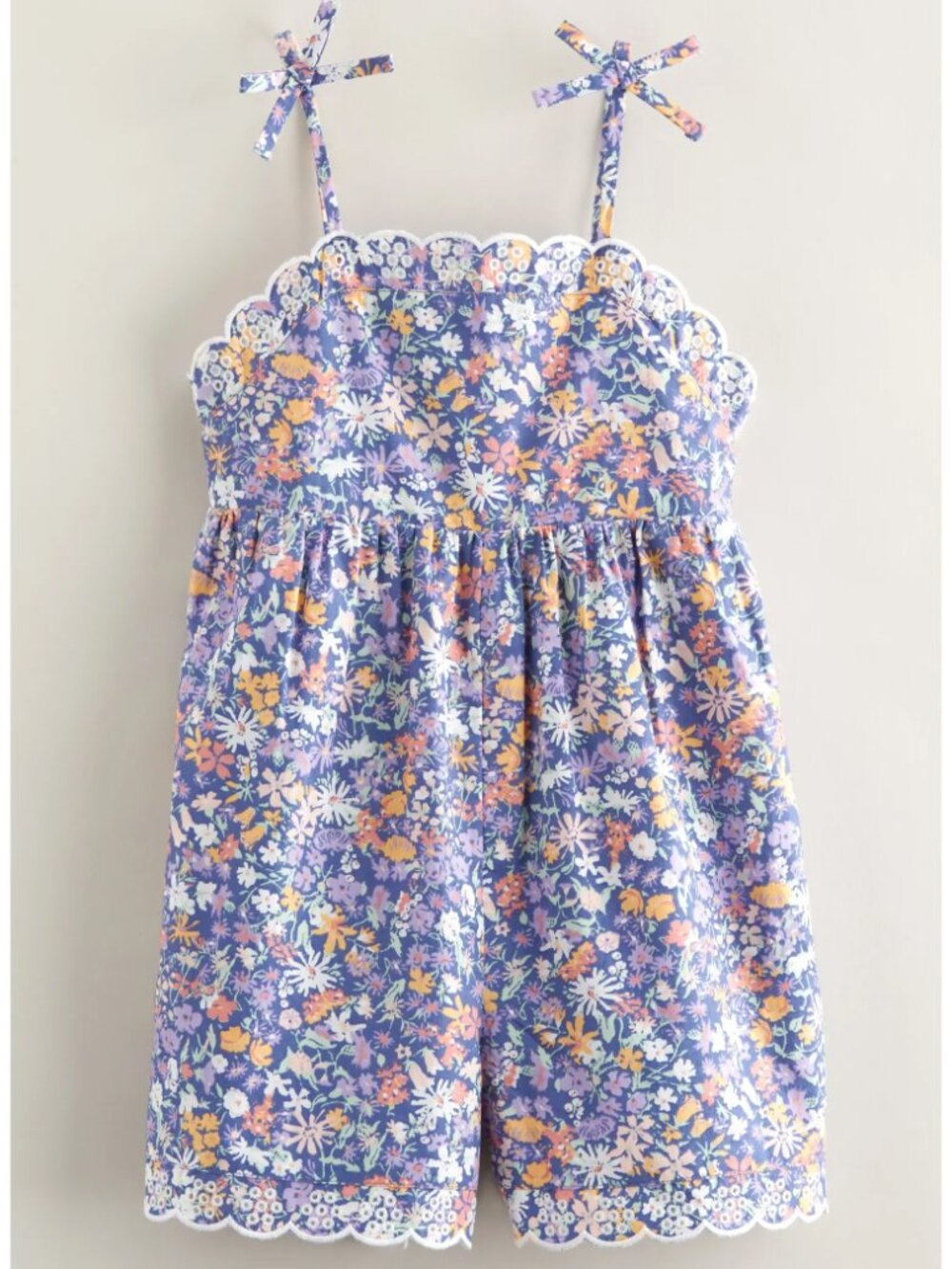 Girls Scalloped Floral Short Romper